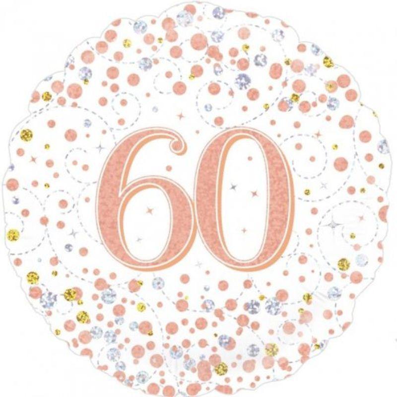 Sparkling Fizz Rose Gold 60 Foil Balloon - 45cm - The Base Warehouse