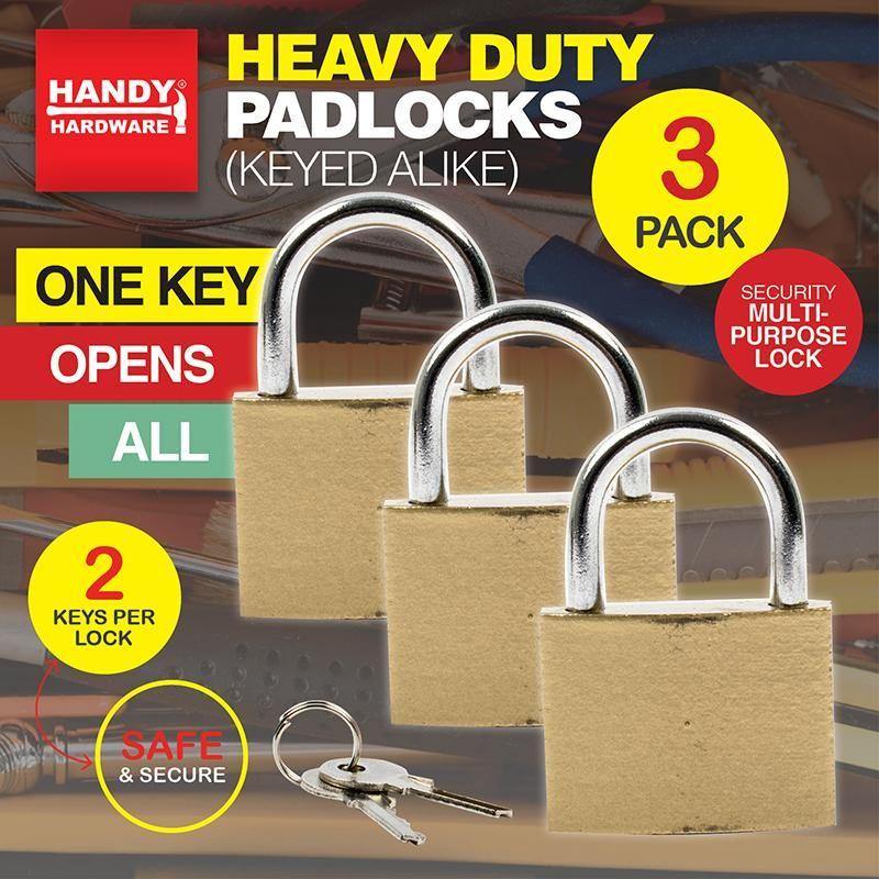 3 Pack Heavy Duty Padlocks - 37mm - The Base Warehouse