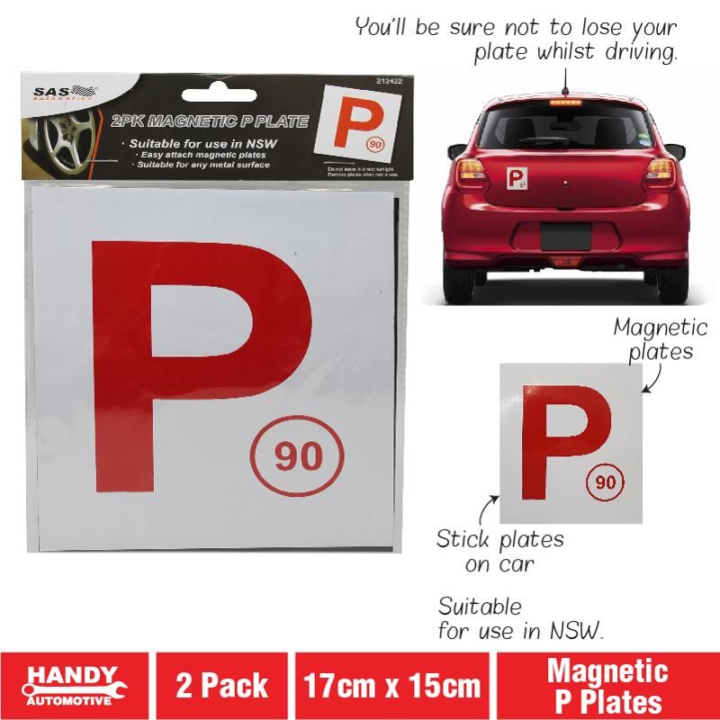 2 Pack Magnetic Red P Plates - 15cm x 17cm