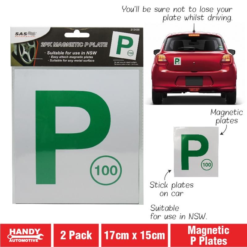 2 Pack Magnetic Green P Plates - 15cm x 17cm