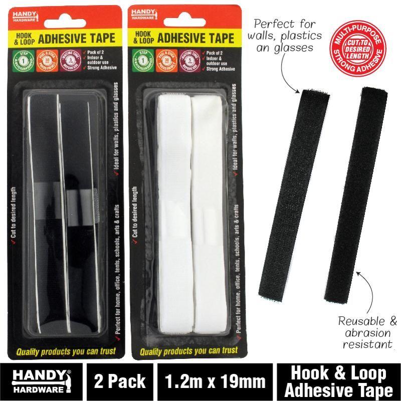 2 Pack Adhesive Tape Hook & Loop - 1.2m x 19mm
