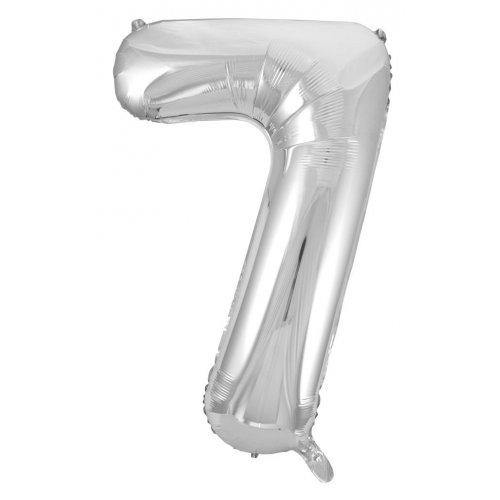 Silver Decrotex Number 7 Foil Balloon - 86cm - The Base Warehouse