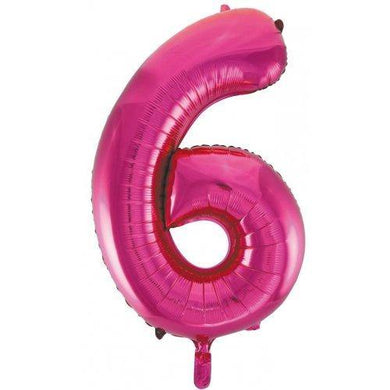 Hot Pink Decrotex Number 6 Foil Balloon - 86cm - The Base Warehouse