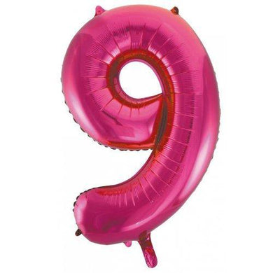 Hot Pink Decrotex Number 9 Foil Balloon - 86cm - The Base Warehouse