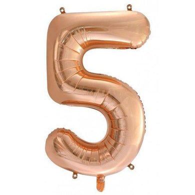 Rose Gold Decrotex Number 5 Foil Balloon - 86cm - The Base Warehouse