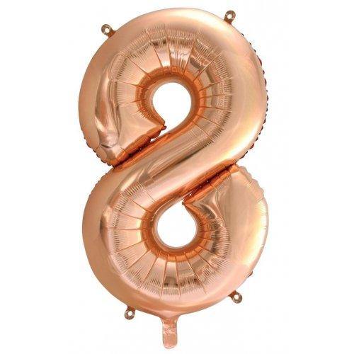 Rose Gold Decrotex Number 8 Foil Balloon - 86cm - The Base Warehouse