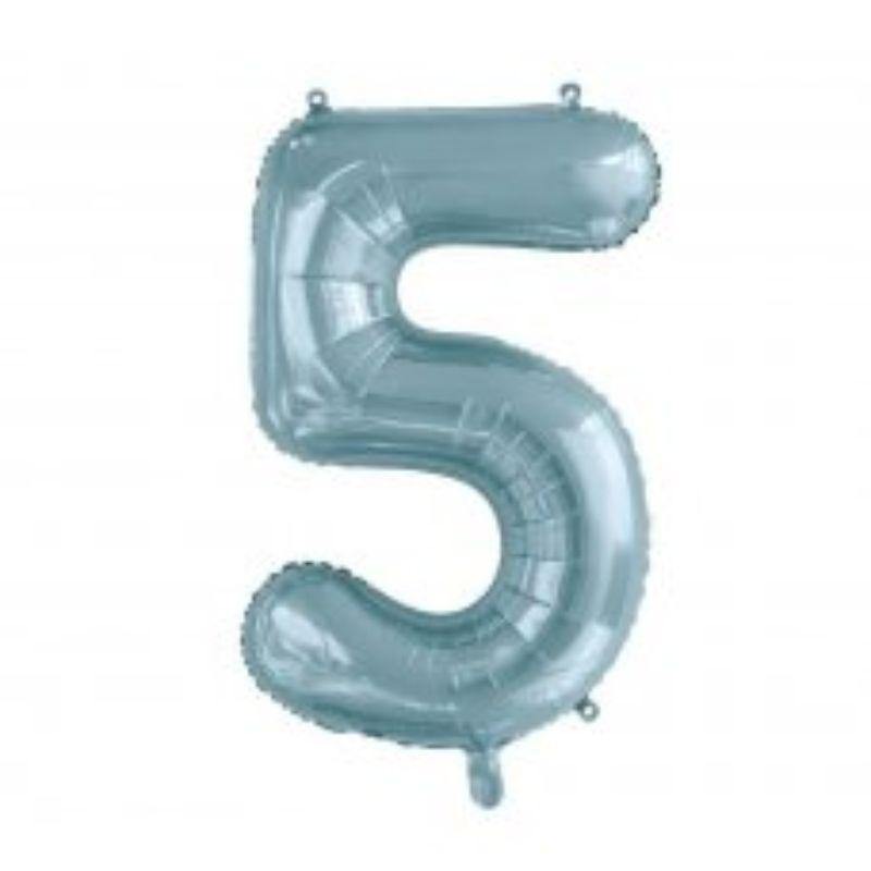 Light Blue Number 5 Foil Balloon - 86cm - The Base Warehouse