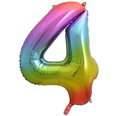 Rainbow Splash Decrotex Number 4 Foil Balloon - 86cm - The Base Warehouse