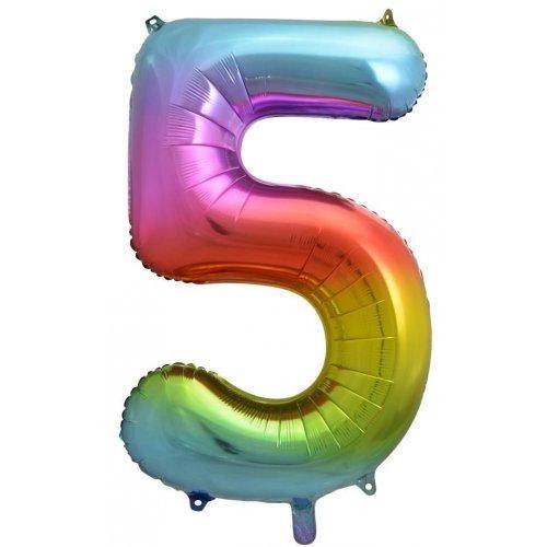 Rainbow Splash Decrotex Number 5 Foil Balloon - 86cm - The Base Warehouse