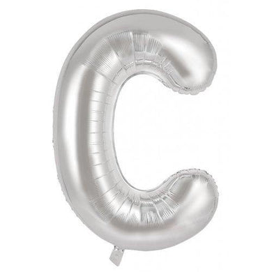 Silver Decrotex Letter C Foil Balloon - 86cm - The Base Warehouse