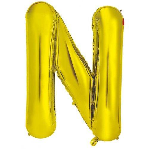 Gold Decrotex Letter N Foil Balloon - 86cm - The Base Warehouse