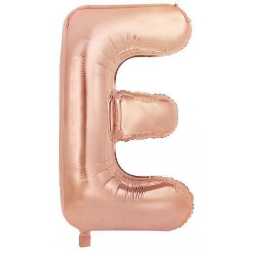 Rose Gold Decrotex Letter E Foil Balloon - 86cm - The Base Warehouse