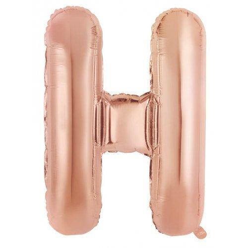 Rose Gold Decrotex Letter H Foil Balloon - 86cm - The Base Warehouse