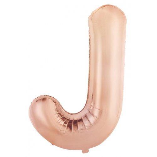 Rose Gold Decrotex Letter J Foil Balloon - 86cm - The Base Warehouse