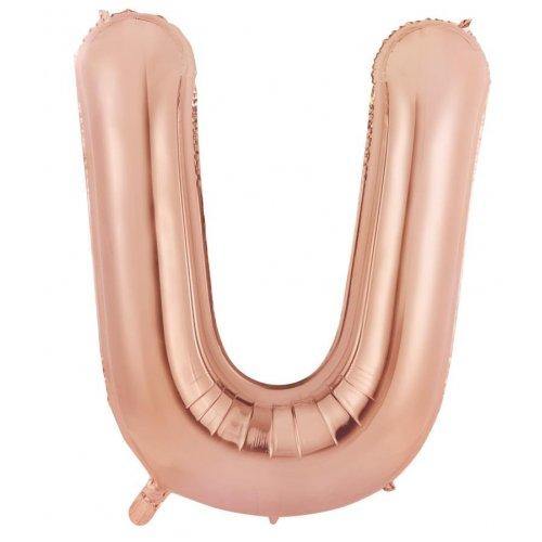 Rose Gold Decrotex Letter U Foil Balloon - 86cm - The Base Warehouse