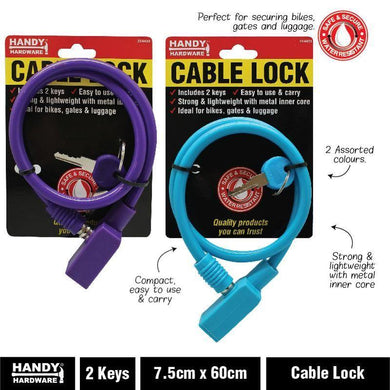 Cable Lock with Two Keys - 7.5cm x 60cm - The Base Warehouse