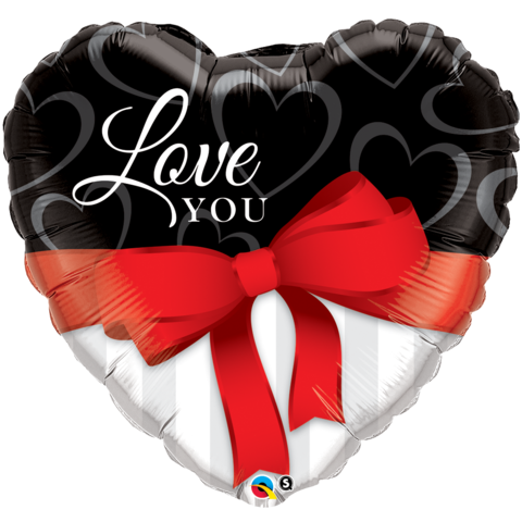 Love You Red Ribbon Foil Balloon - 90cm