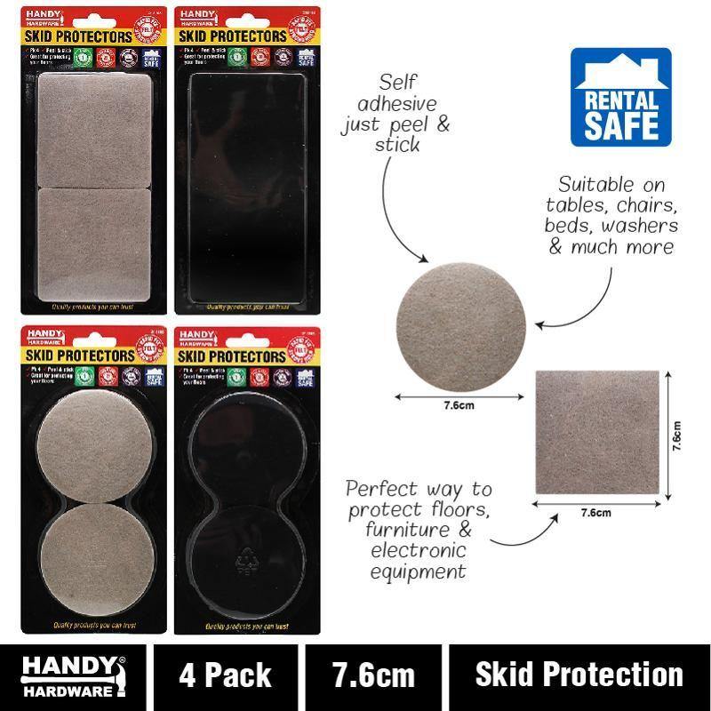 4 Pack Adhesive Felt Skid Protector - 7.6cm