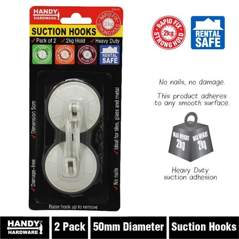 2 Pack Suction Hooks - 50mm