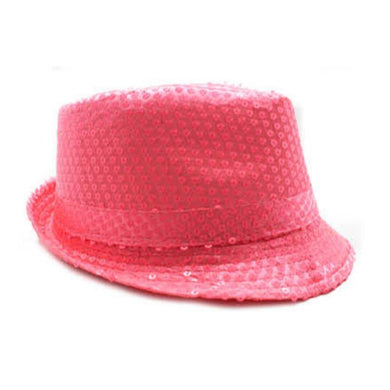 Fluro Light Pink Sequin Trilby Hat - The Base Warehouse
