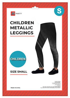 Kids Black Metallic Leggings - Small - The Base Warehouse