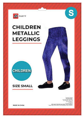 Kids Blue Metallic Leggings - Small - The Base Warehouse