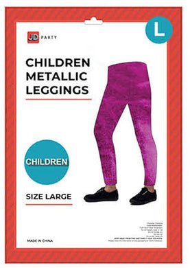 Kids Hot Pink Metallic Leggings - Large - The Base Warehouse