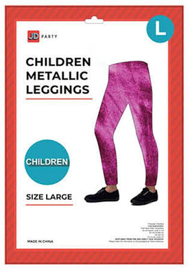 Kids Pink Metallic Leggings - Large - The Base Warehouse