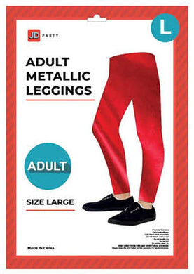 Adult Red Metallic Leggings - Large - The Base Warehouse