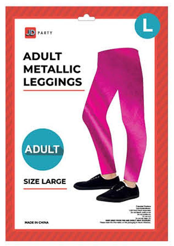 Adult Hot Pink Metallic Leggings - Large - The Base Warehouse