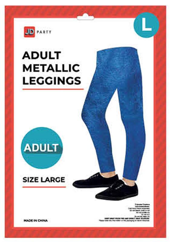 Adult Light Blue Metallic Leggings - Large - The Base Warehouse