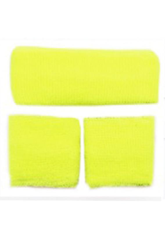 Fluro Yellow Headband & Wristband Set - The Base Warehouse