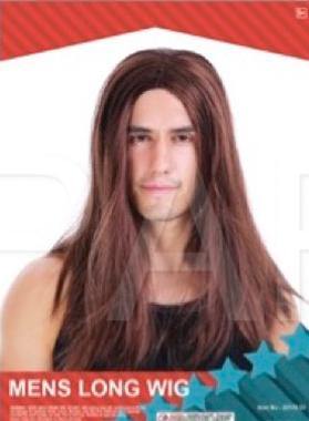 Mens Brown Long Wig - The Base Warehouse