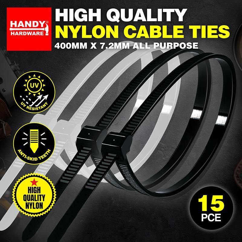 15 Pack High Quality Nylon Cable Ties - 400mm x 7.2mm