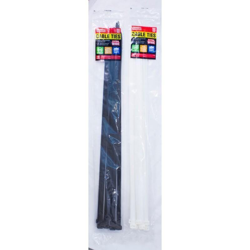 10 Pack Heavy Duty Extra Wide Cable Ties - 60cm x 1.2cm - The Base Warehouse