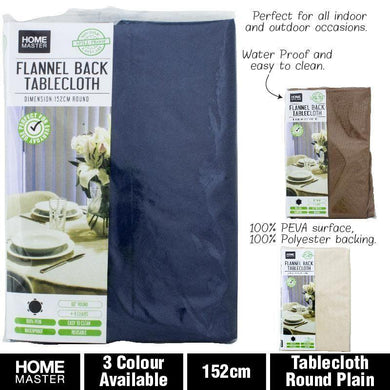 Plain Round Flannel Back Tablecloth - 152cm - The Base Warehouse
