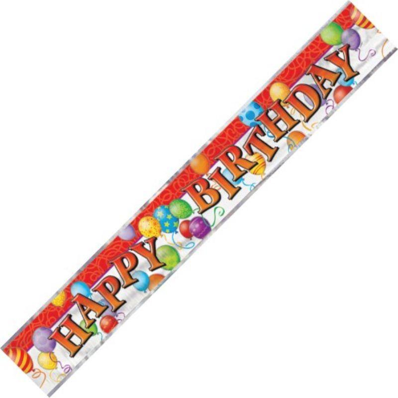 Birthday Balloons HBD Foil Banner - 3.65m - The Base Warehouse