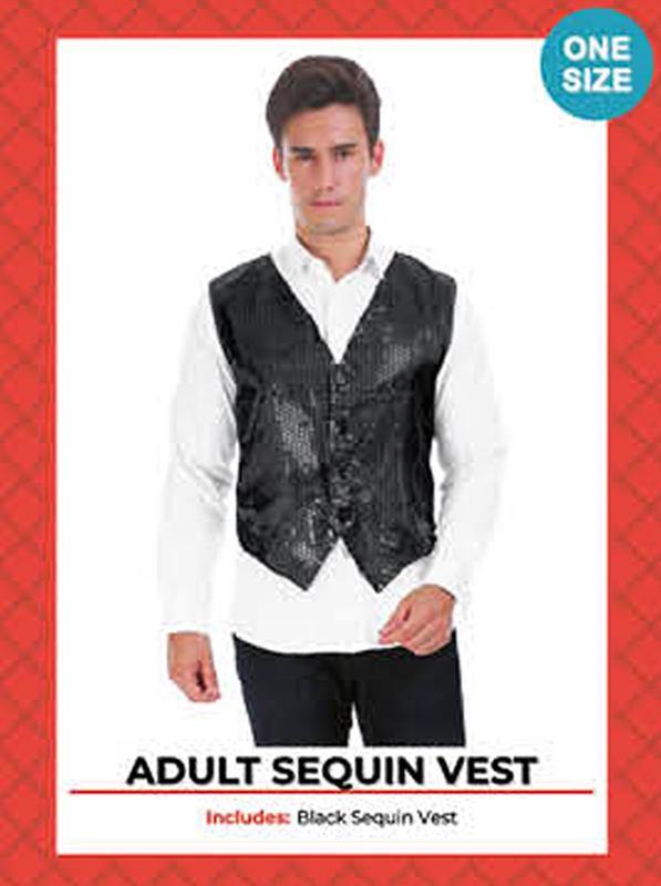 Mens Black Sequin Vest - The Base Warehouse