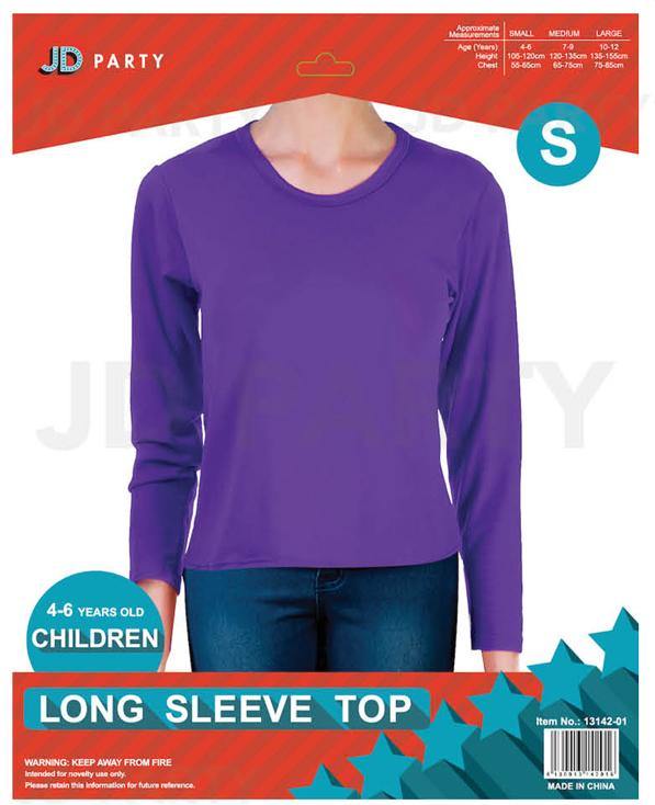 Kids Purple Long Sleeve Top - Small - The Base Warehouse