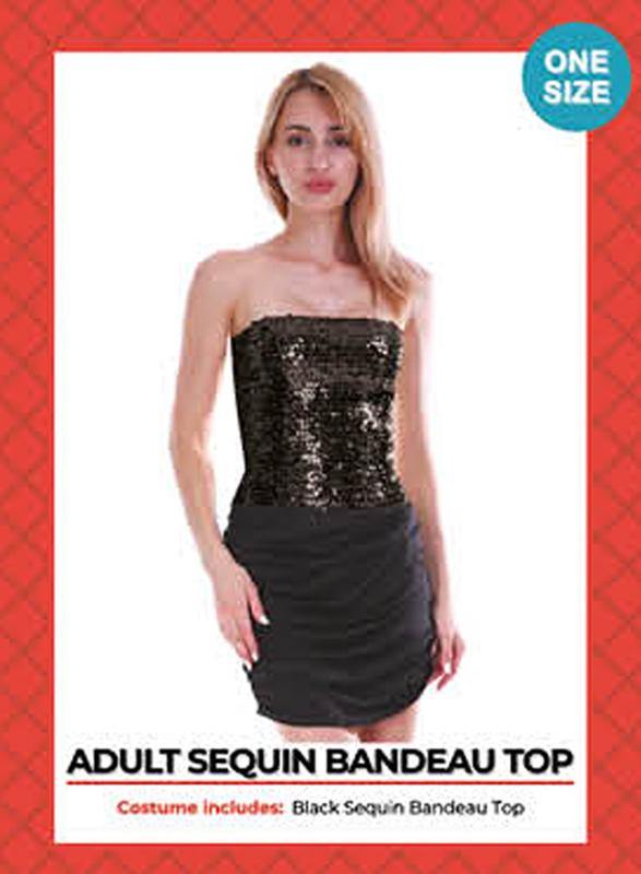 Womens Black Sequin Bandeau Tube Top - The Base Warehouse