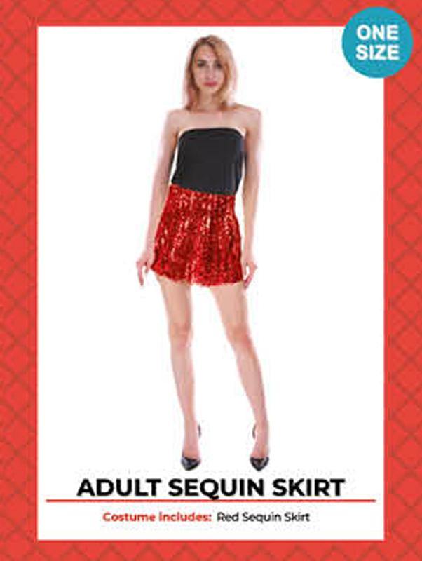 Womens Red Sequin Bandeau Skirt - The Base Warehouse