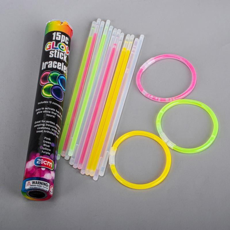 15 Pack Glow Stick Bracelets - 5mm x 20cm