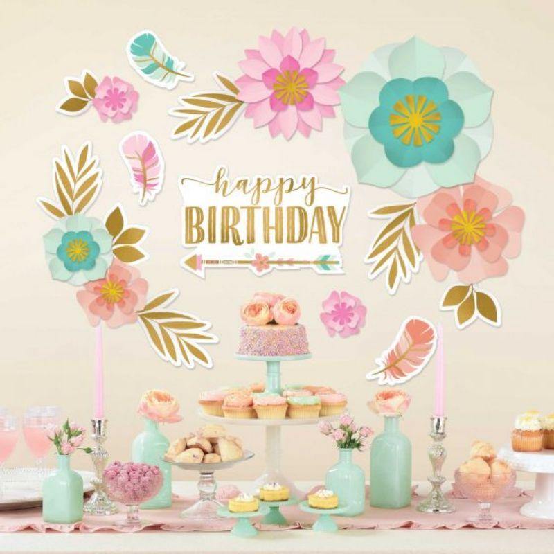 Boho Birthday Girl Backdrop Wall Decorating Kit - The Base Warehouse