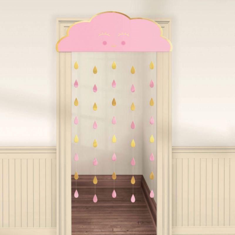 Oh Baby Girl Cardboard & Foil Door Curtain - 98cm x 1.92m - The Base Warehouse