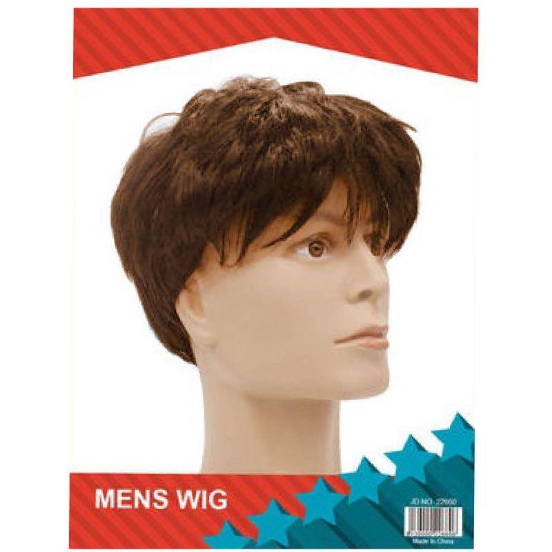 Mens Brown Half Curl Wig - The Base Warehouse