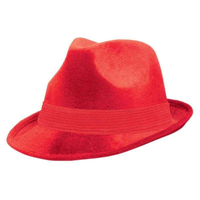 Red Fedora Velour Hat - The Base Warehouse