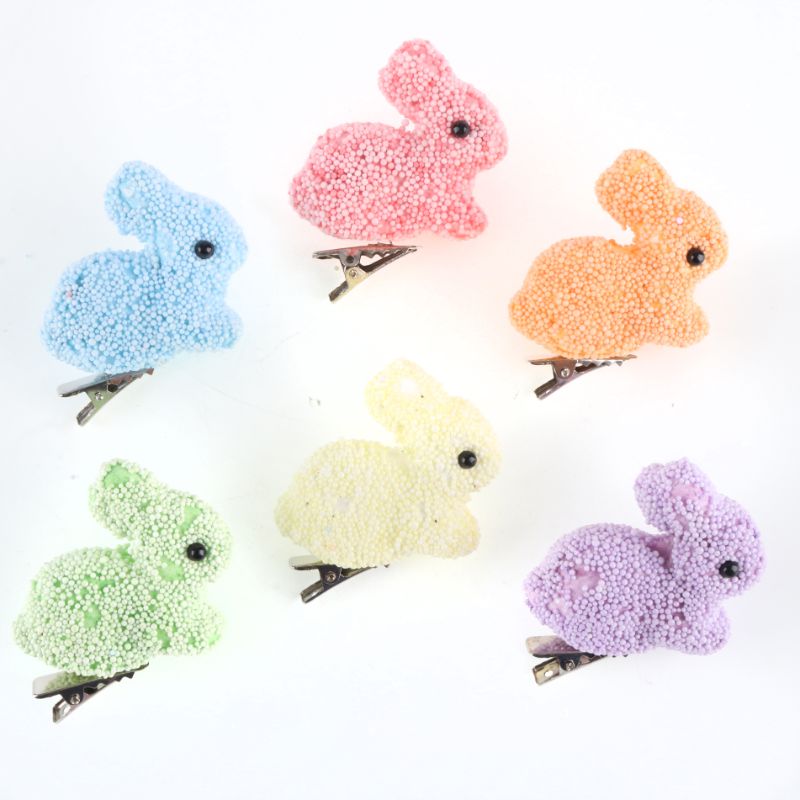 6 Pack Polystyrene Decorative Easter Rabbit with Clip - 5cm x 3.5cm