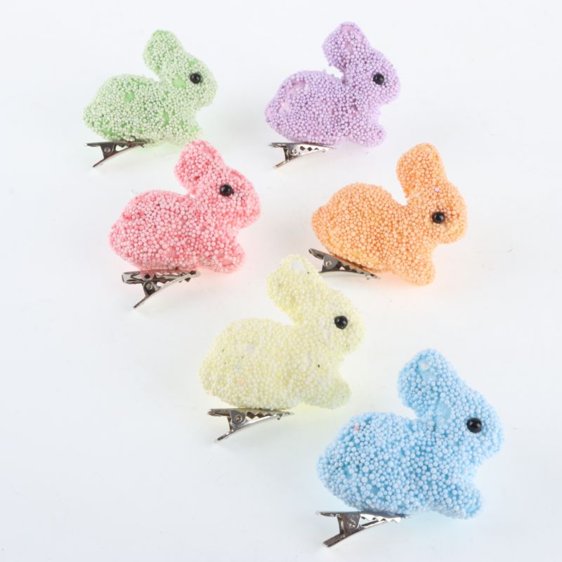 6 Pack Polystyrene Decorative Easter Rabbit with Clip - 5cm x 3.5cm