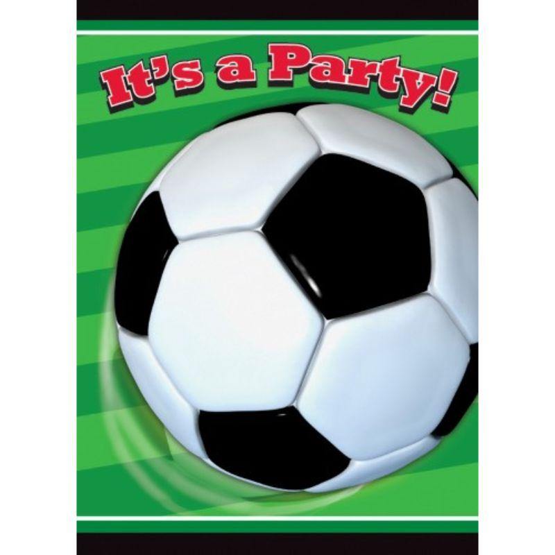 8 Pack 3D Soccer Invitations - 9.7cm x 3.6cm - The Base Warehouse