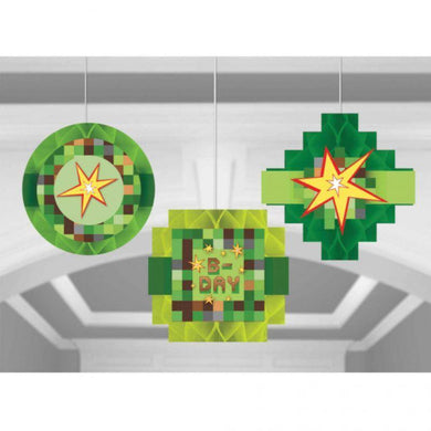 3 Pack TNT Party Honeycomb Hanging Decorations - 15cm to 19cm - The Base Warehouse